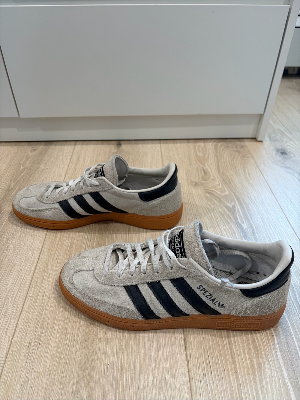 Adidas Spezial Suede Trainers in Light Gray and Black